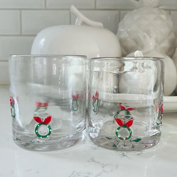 Crate & Barrel Wreath Icon Old-Fashioned Glasses